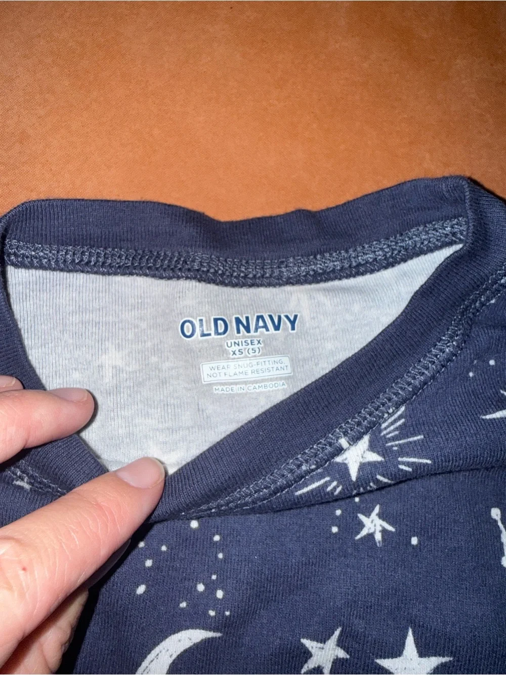 Old Navy Kids Navy Star Print & Navy Plaid Heart Pajama Set